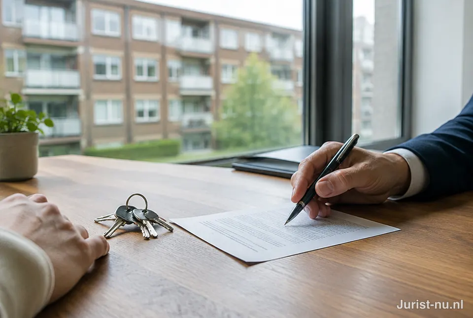 Huurcontract en sleutels op tafel bij een jurist
